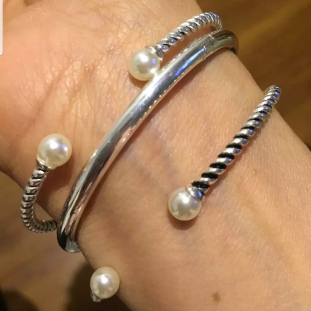 .925 Sterling Silver Bracelet Stacking Layering - Picture 2 of 5